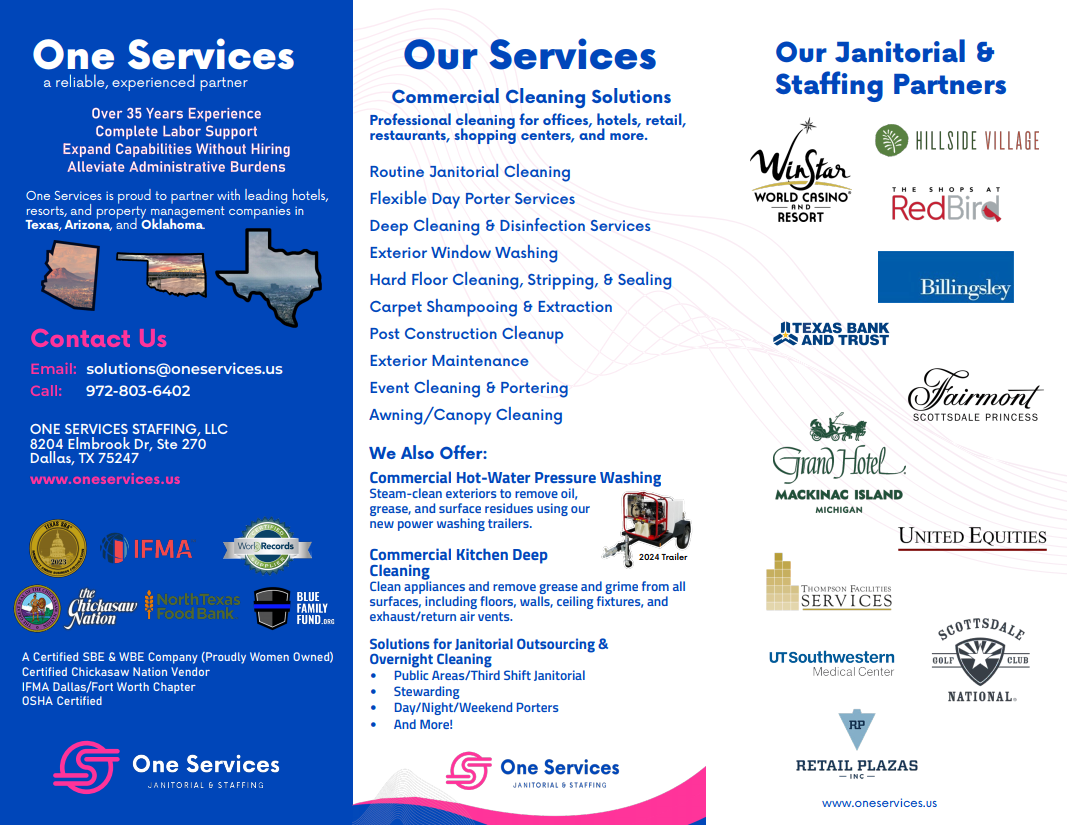 Preview of the One Services company brochure